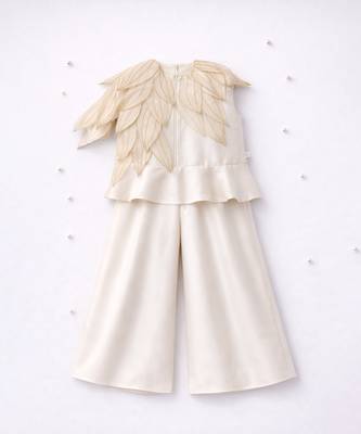 Ivory hand woven pure tissue co ord set 3