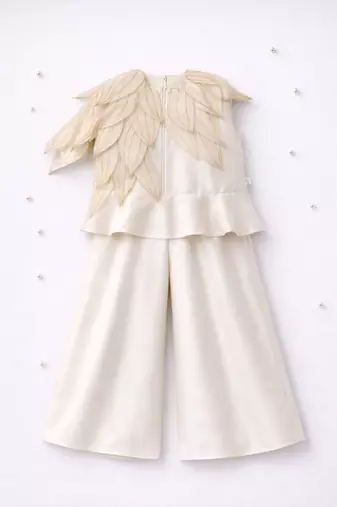 Ivory hand woven pure tissue co ord set