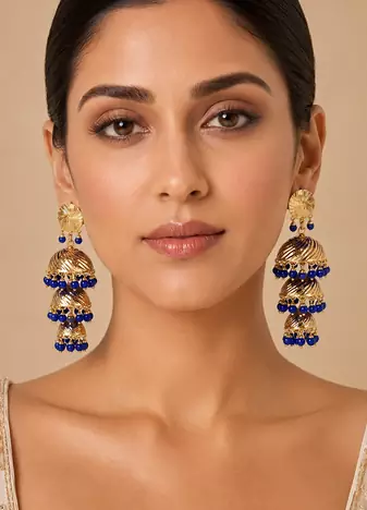 Gold tone three stage jhumkas