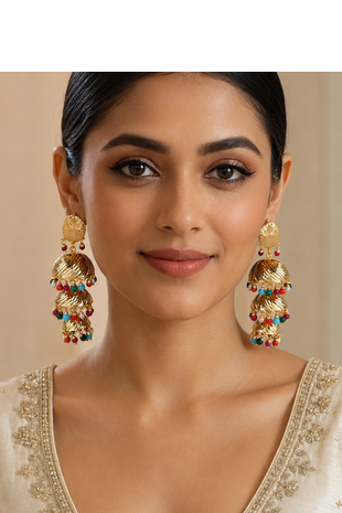 Triple Layer Punjabi Style Jhumkas 4