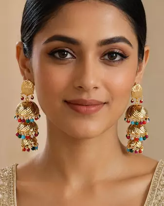 Triple Layer Punjabi Style Jhumkas