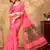 pink colour Linen cotton ready to wear saree with unstitched blouse