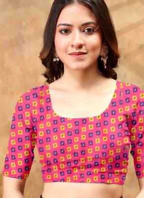 pink colour Linen cotton ready to wear saree with unstitched blouse 3
