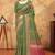 green colour Linen cotton ready to wear saree with unstitched blouse