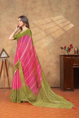 Linen cotton ready to wear saree with unstitched blouse 2