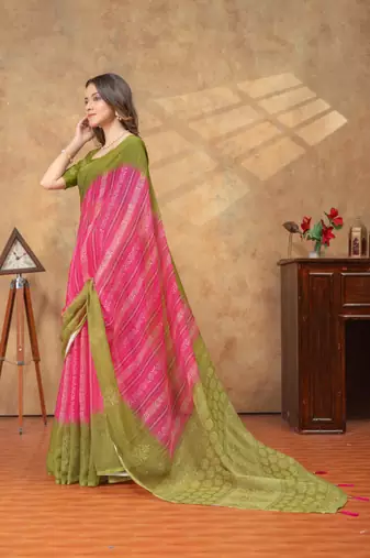 Linen cotton ready to wear saree with unstitched blouse