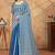 blue colour Linen cotton ready to wear saree with unstitched blouse