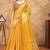 gold colour Linen cotton ready to wear saree with unstitched blouse