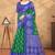 green and blue colour Linen cotton ready to wear saree with unstitched blouse