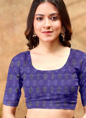 green and blue colour Linen cotton ready to wear saree with unstitched blouse 4