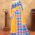 yellow colour Linen cotton ready to wear saree with unstitched blouse