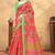 red colour Linen cotton ready to wear saree with unstitched blouse