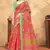 red colour Linen cotton ready to wear saree with unstitched blouse