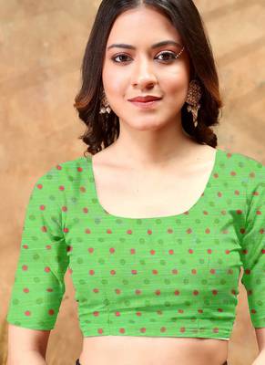 red colour Linen cotton ready to wear saree with unstitched blouse 4