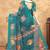 teal blue colour Linen cotton ready to wear saree with unstitched blouse