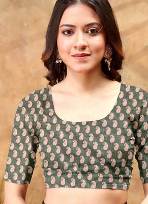 Linen cotton ready to wear saree with unstitched blouse 4