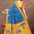 blue colour Linen cotton ready to wear saree with unstitched blouse