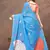 sky blue colour Linen cotton ready to wear saree with unstitched blouse
