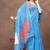 sky blue colour Linen cotton ready to wear saree with unstitched blouse
