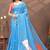 sky blue colour Linen cotton ready to wear saree with unstitched blouse