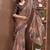brown colour Linen cotton ready to wear saree with unstitched blouse