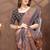 brown colour Linen cotton ready to wear saree with unstitched blouse