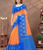 Linen cotton ready to wear saree with unstitched blouse
