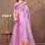 lavender colour Linen cotton ready to wear saree with unstitched blouse