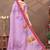 lavender colour Linen cotton ready to wear saree with unstitched blouse