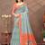 sea green colour Linen cotton ready to wear saree with unstitched blouse
