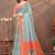 sea green colour Linen cotton ready to wear saree with unstitched blouse