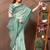 light green colour Linen cotton ready to wear saree with unstitched blouse