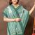 light green colour Linen cotton ready to wear saree with unstitched blouse