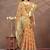 beige colour Linen cotton ready to wear saree with unstitched blouse