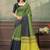 olive colour Linen cotton ready to wear saree with unstitched blouse