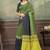 olive colour Linen cotton ready to wear saree with unstitched blouse
