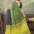 olive colour Linen cotton ready to wear saree with unstitched blouse