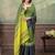 olive colour Linen cotton ready to wear saree with unstitched blouse