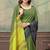 olive colour Linen cotton ready to wear saree with unstitched blouse