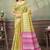 gold colour Linen cotton ready to wear saree with unstitched blouse