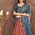 beige colour Linen cotton ready to wear saree with unstitched blouse