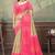 beige and pink colour Linen cotton ready to wear saree with unstitched blouse