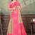 beige and pink colour Linen cotton ready to wear saree with unstitched blouse