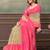 beige and pink colour Linen cotton ready to wear saree with unstitched blouse
