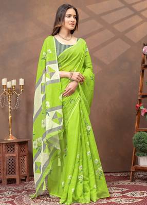 linen cotton ready to wear saree 3