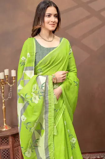 linen cotton ready to wear saree