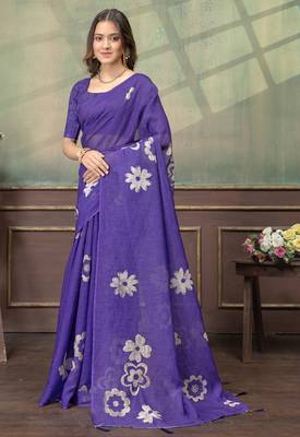 Linen cotton Instant Wear saree with unstitched blouse 2