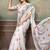 white colour Linen cotton ready to wear saree with unstitched blouse