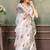 white colour Linen cotton ready to wear saree with unstitched blouse