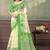 cream and green colour Linen cotton ready to wear saree with unstitched blouse